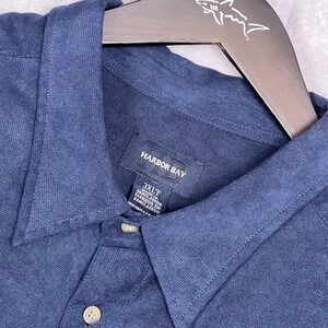 Harbor Bay Polo Shirt Mens 3XLT Navy Blue Suede Texture Long Sleeve